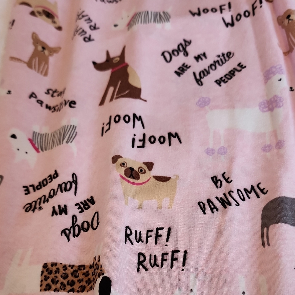 Charming Pink and Black Dog Print Pajama Set - Picture 13 of 14